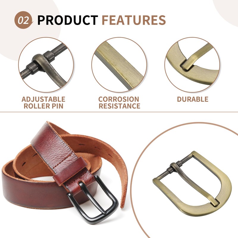 SUIKIHUM 4 Pack Metal Roller Buckles, 0.6" Adjustable Roller Buckle