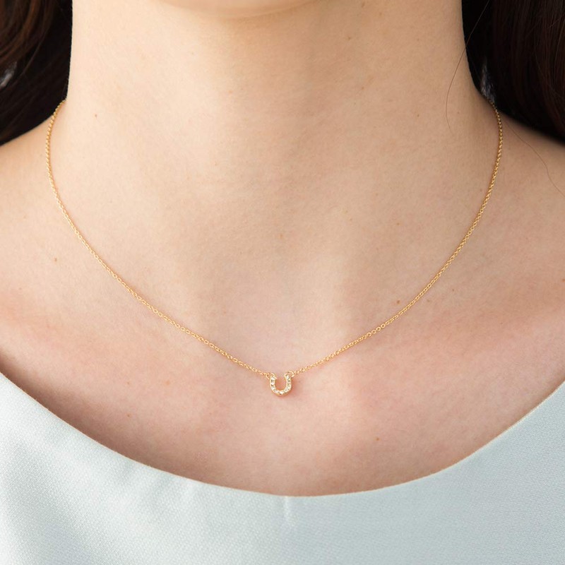 Mini Mini Pave Horseshoe Necklace, Quartz
