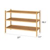 kiplant 3-Tier Shoe Rack for Entryway, Bamboo Wood Shoe Rack,