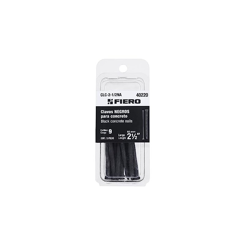 Fiero CLC-2-1/2NA, Blíster con 15 clavos negros para concreto 2-1/2"