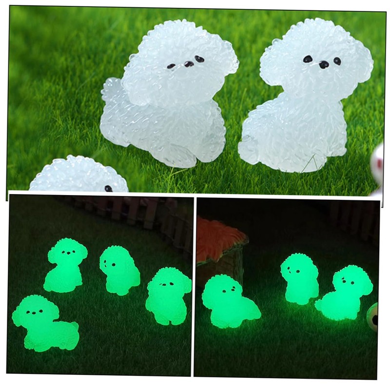 KOMBIUDA 12pcs Tiny Luminous Dogs White Dog Figures Dog Resin