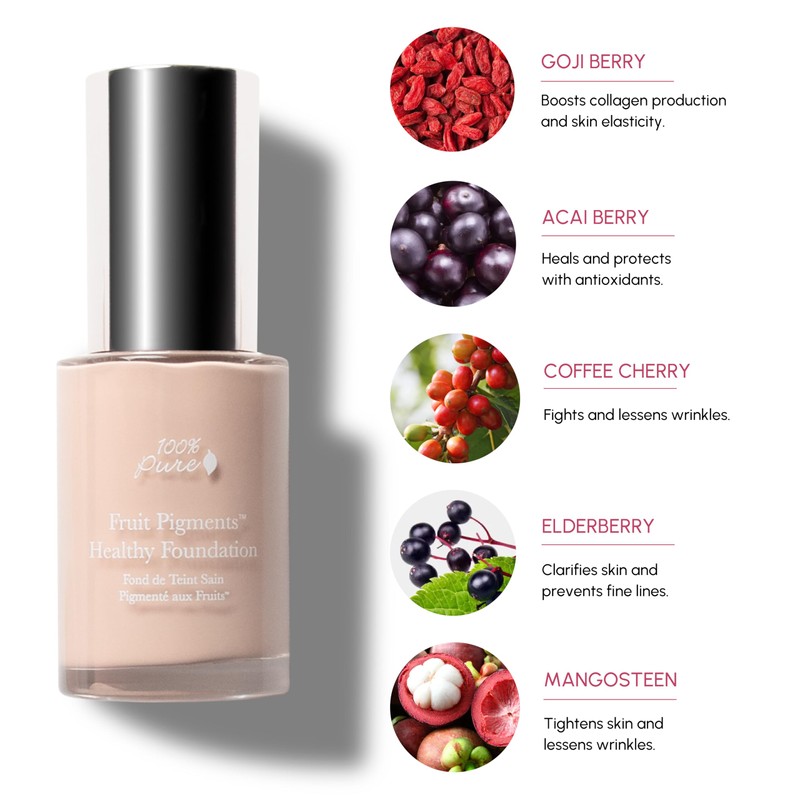 100% PURE Fruit Pigmented Healthy Foundation, Alpine Rose, Liquid Foundation