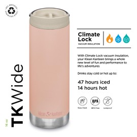 Klean Kanteen 16oz TKWide Insulated Coffee Tumbler with Café Cap - Peach Parfait