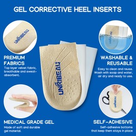 Unribeau 3 Layers Adjustable Supination & Pronation Correction Heel Insoles,Self-Adhesive Medial & Lateral Heel Wedge Inserts for Foot Alignment, Knee Pain, Bow Legs (Beige, S: W: 4.5-7 / M: 4.5-6.5)