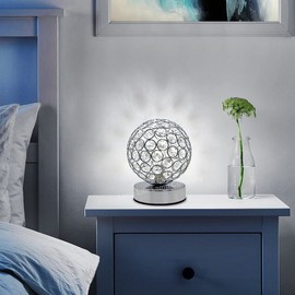 Crystal Globe Desk Lamp Chrome Ball Bedside and Table Lamp Cool White LED 5w M0244F
