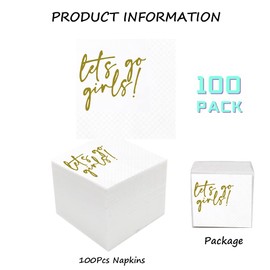 Geloar LETS GO GIRLS Servilletas de cóctel, paquete de 100 servilletas doradas LETS GO GIRLS Cowgirl Disco Last Rodeo Nashville despedida de soltera para dama de honor, despedida de soltera, decoración de mesa de boda, 2 capas, 5 x 5 pulgadas