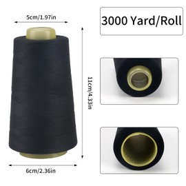FOGAWA 4 Rolls of Sewing Thread Polyester Sewing Thread Sewing Machine Yarn, 40s/2, 3000 yards, Yarn Spool Overlock Yarn for Sewing Work, Quilting, Patchwork, Clothing (Black + White + Khaki 3314+