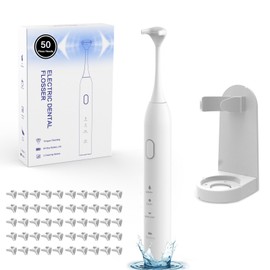 Voraiya Electric Flosser for Teeth with 3 Speeds + 50 Replacement Heads & Tongue Cleaner- Dentist Invented Dental Flosser| Gentle Gum Care | Water Flosser Alternative|Reusable Floss for Adults