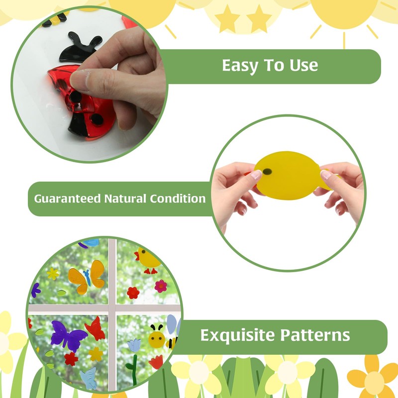4Pcs Spring Gel Window Clings Decorations, Elastic Spring Window Gel