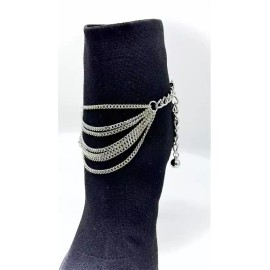 Unbranded Women Silver Metal Chain Western Style Boot Bracelet Shoe Anklet Heart Charm
