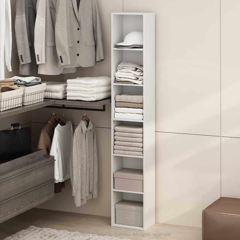 Furinno Luder 6-Tier Multipurpose Clothing & Closet Storage Organizer Shelf,