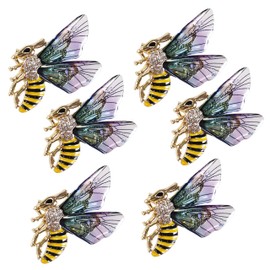 Honey Bee Brooches for Women - 6Pcs Colorful Insect Themes with Gold Tone Brooch Pins - Fashion Mother of Brooch Pins - Great for Wife,Sisters,Friends,Daily Wear or Dating