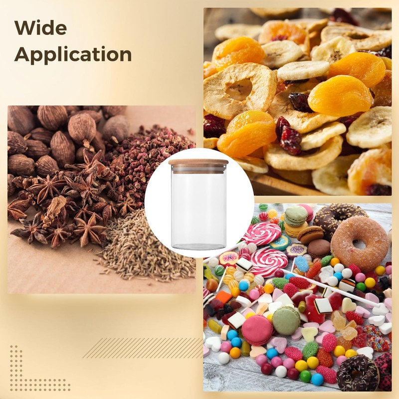 Homaisson 8Pcs Glass Storage Jars with Wood Lids, 18.6oz Spice