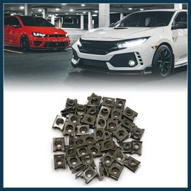 TUCKBOLD 50 Pcs Dark Green Universal Metal M6x1.0 U Nuts Fairing Clip Speed Fastener Replacement for Motorcycle Automotive Parts