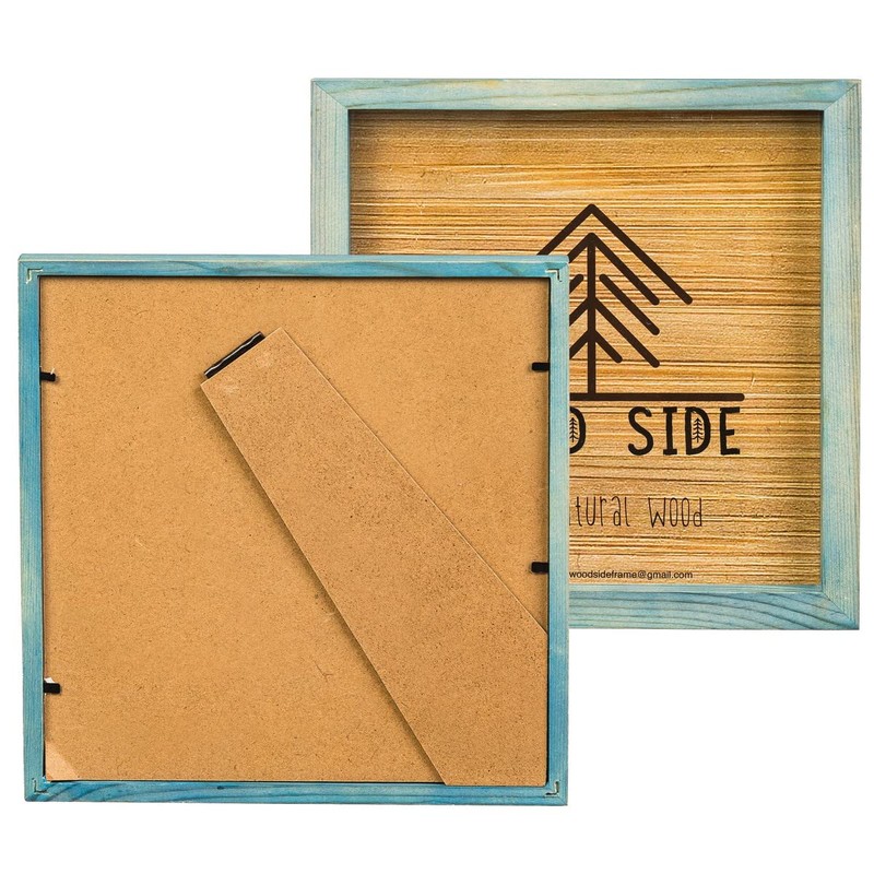 Blue Wooden Picture Frame 12x12 - Natural Rustic Solid Wood