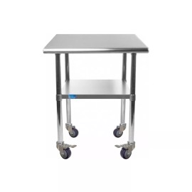 18" X 18" Stainless Steel Table With Wheels | NSF Prep Metal Work Table Casters