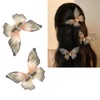 4 Pcs Organza Butterfly Hair Clips with Two Layer Elegant
