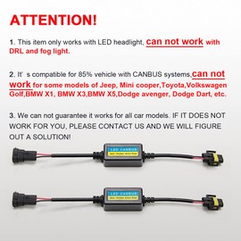 H8/H9/H11 LED Anti Flicker Capacitor Error Code Computer Warning Canceller LED Resistor Canbus Decoder(Pack of 2)