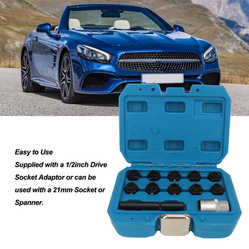 12pcs Wheel Locking Nut Key Kit Rustproof Anti Theft Lug