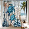 Final Friday Nautical Shower Curtain Teal Sea Turtles Theme Fabric