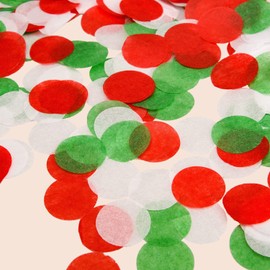 NAUZE 3000 Pieces Christmas Round Tissue Confetti Christmas Party Table Throwing Red Green White Round Paper Confetti for Christmas Party Decorations