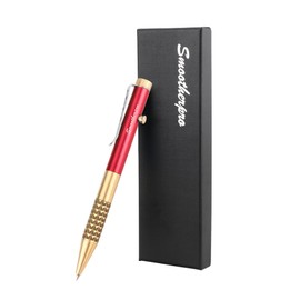SMOOTHERPRO Solid Brass Bolt Action Pen Compatible with Pentel Refill Stainless Steel Clip for Tremor Parkinson Arthritic Signature Business EDC Gift Red (SG03R)