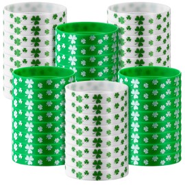 Patelai 48 Pcs St. Patrick's Day Shamrock Rubber Wristbands Bracelets St. Patrick's Party Favors Green Clover Silicone Wristband for Adults Irish Accessories Supplies Decorations(Lovely)