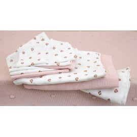 Meyco Baby Mini Panther Starter Set Muslin Squares, 9 Pieces (Muslin Nappies, Washcloths & Burp Cloths Made of 100% Cotton, Absorbent & Quick-Drying, Multifunctional), Soft Pink