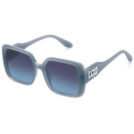 Fozono Oversized Square Polarized Sunglasses for Women Retro Luxury Shades Trendy Vintage Thick Frame Sun Glasses FZN811 Blue Grey