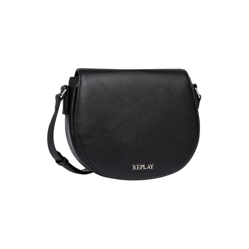 Replay Ladies Faux Leather Shoulder Bag, 098 Black