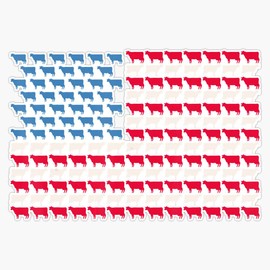 HOF Trading Cow American Flag Heifer Us 4Th of July Farm Cattle USA Gift Vinyl Sticker Waterproof Decal Laptop Wall Window Bumper Sticker 5"