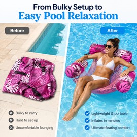 Inflatable Pool Chair Float for Adults – Heavy-Duty 2-in-1 Lounge Noodle for Pool, Lake & Beach