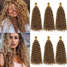 Marlybob Crochet Braids Hair Extension 14 Inch Deep Water Wave Braiding Hair Curly Afro Jerry Curl Marley Bob Twist Braid Hairpiece Synthetic Hair for Women 1 Bundle Coffee Brown