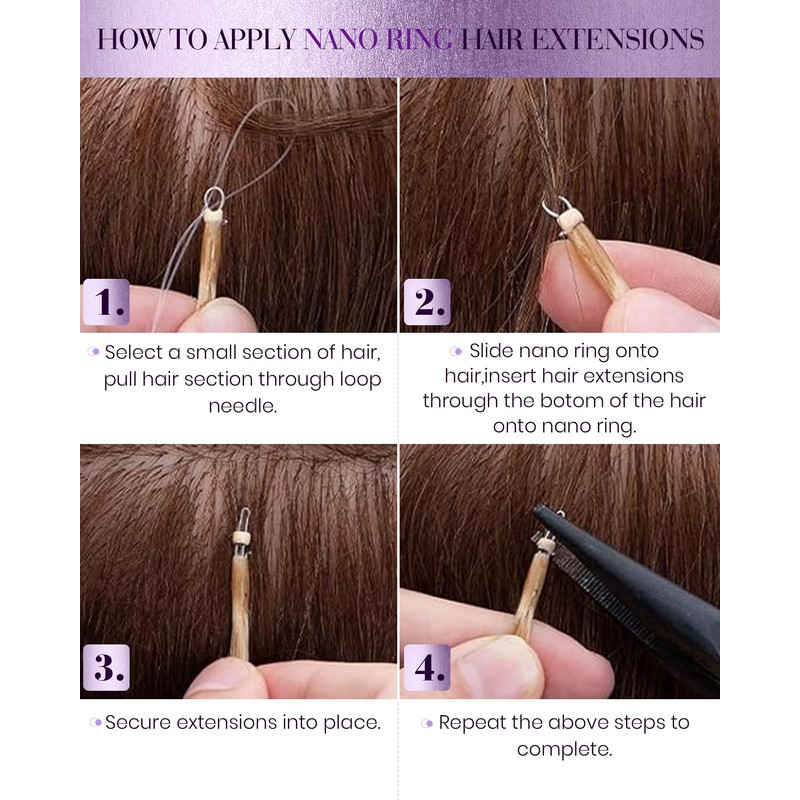 LaaVoo Nano Bead Hair Extensions Human Hair Blonde Nano Ring