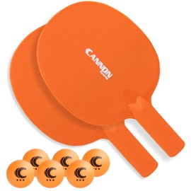 Cannon Sports Unbreakable Table Tennis Paddle Set (2 Orange Paddles + 6 Orange Balls)