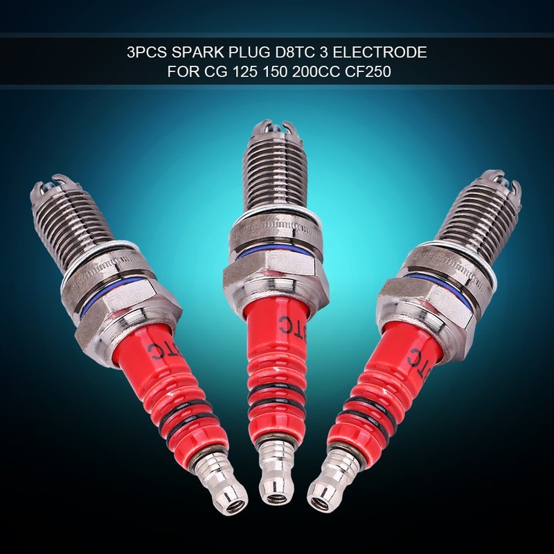 Spark Plugs, 3 Pcs D8TC 3 Electrode Spark Plug Pit