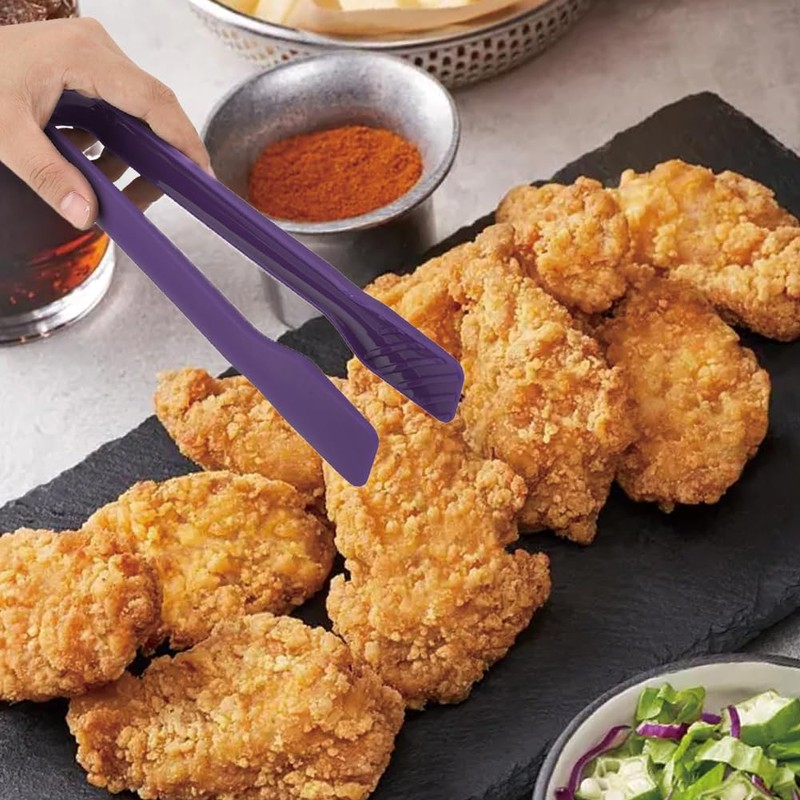 3-Piece Plastic Kitchen Tongs, 6, 8, 10 Inch, Non-Slip Mini