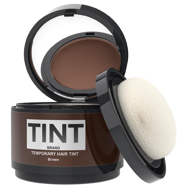 Tint Hair Powder cover/conceal gray hair and thinning areas. Quick temporary beard color with cotton applicator. Water, Weather, and Sweat Resistant (Brown)