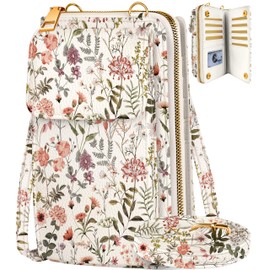 Miss Adola Cute Crossbody Purse Cell Phone Bags for Women - Leather Cellphone Wallet Purse with Adjustable Shoulder Rope and Wallet Card Slots, Flower