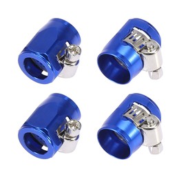 X AUTOHAUX 4pcs AN6 Hex Blue Car Hose Finisher Clamp Adapter Fitting