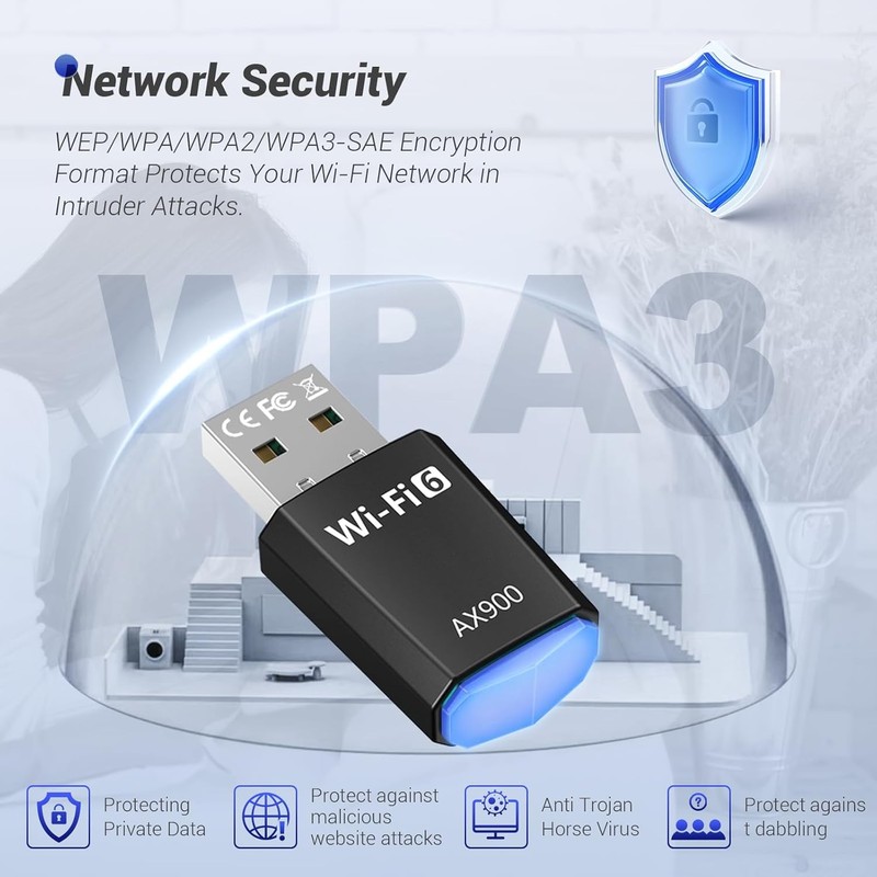 USB WiFi Adapter Dongle for PC, Wireless Network Connectivity