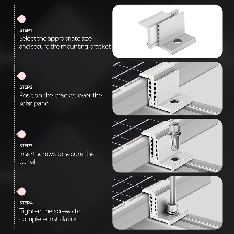 GAGIRA 12Pcs 35-55mm Adjustable Solar Brackets, Aluminum Solar Panel Z