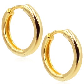 Elegant jewellery, gold hoop earrings, 925 sterling silver, various colours, 2 sizes, Gold-Plated Silver