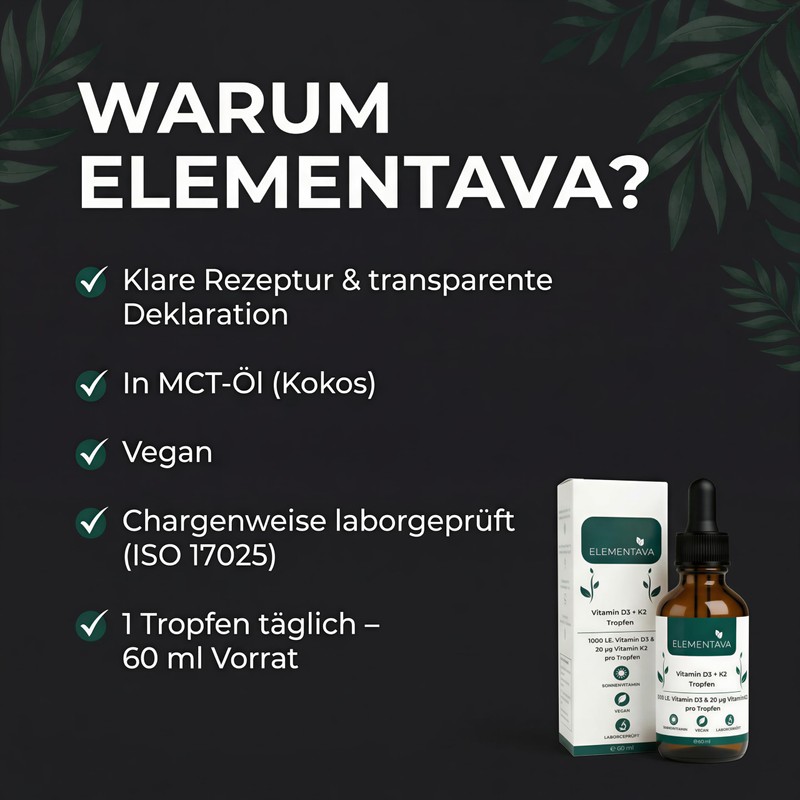 ELEMENTAVA Vitamin D3 K2 Drops 1000 IU - 25 µg
