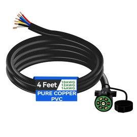 Gubrdfrsod 8 FT 7 Pin Trailer Plug Heavy Duty Trailer Wire Extension Pure Copper 7 Wire Trailer Wiring Harness Kit with Dust Cover 7 Way Trailer Plug Cord for RVs Trailers Campers
