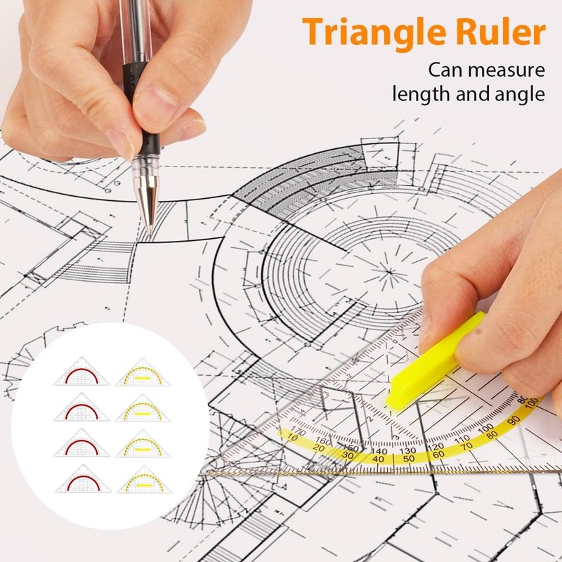Set of 8 Geometry Triangle Ruler Set, 15.5 cm Set