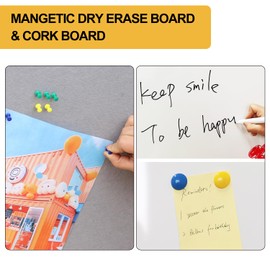 DEVELOP Grey Felt Bulletin & Magnetic Dry Erase Combo Board, 24 x 18 Inch, Wall Mounted Whiteboard/Grey Felt Bulletin Combination Board with Marker Tray, Pins, Eraser, Markers & Magnets