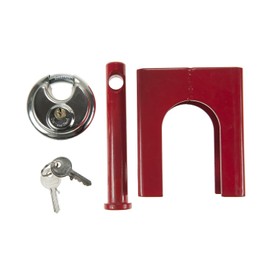 NU-SET King Pin Collar Hasp with Disc Trailer Lock Combo, Red, (2716+5820)