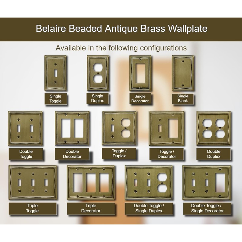 OKAWYC Double Toggle/Single Duplex Light Switch Cover Belaire Beaded Metal