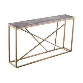 SEI Furniture Arendal Skinny, Console Table, Gray Faux Marble/Gold